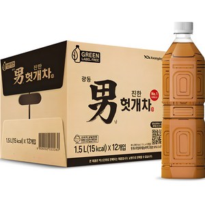 광동제약 진한 헛개차 무라벨 그린, 1.5L, 12개