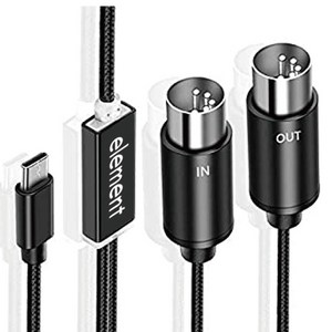 MIDI to USB C Type C 케이블 전자 오르간 컴퓨터용 표시등이 있는 USB MIDI 컨버터, 1.black, 1개