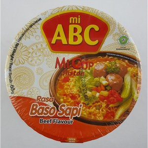 킹푸드 에이비씨 미 인스턴트 컵 바소 사삐60g King Food ABC Me Instant Cup Baso Sapi 60g, 1개