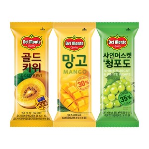 델몬트 아이스크림바 3종 혼합 골든키위 10 + 망고 10 + 샤인 청포도바 10, 30개, 75ml