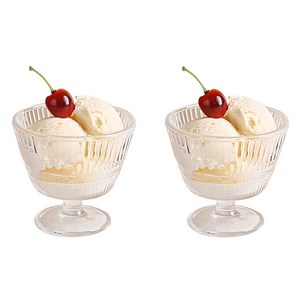 델리글라스 스트라이프 아이스크림잔 340ml TK9003-4, 투명, 2개
