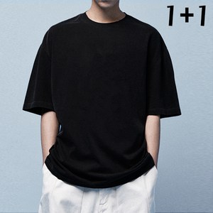 1+1 오버핏 반팔 빅사이즈 (M-5XL) 무지 20수 티셔츠