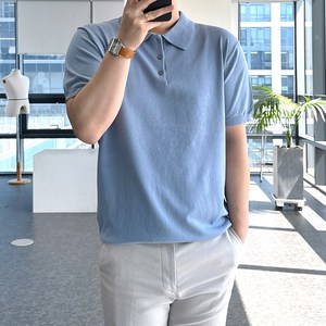 룩플레인 시원한 여름 린넨 반팔 니트 카라 티셔츠 7colo