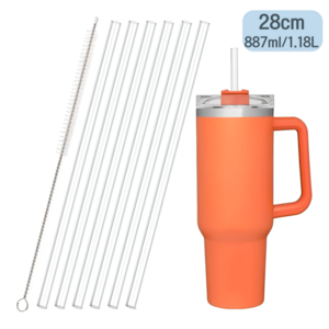[6p] 28cm 스탠리 스타벅스 30oz 887ml 전용 텀블러 호환 트라이탄 빨대+세척솔 세트, 1개, 6개