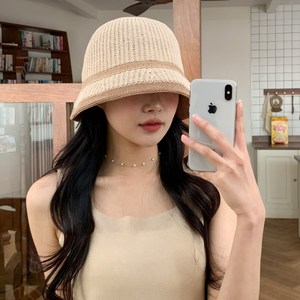 블루씨티 여름 베이 라인 니트 버킷햇 벙거지 밀짚 라탄 모자