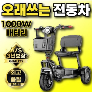 든든카 1000W 리튬배터리 노인 전동차 카트 전동 스쿠터 어르신 전기차 노인용 바이크, 1개, 48V 10Ah