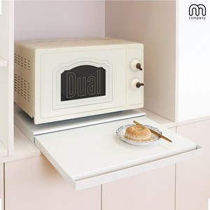M컴퍼니 미니 슬라이딩 간이 식탁 렌지대 전자레인지 테이블 선반 받침대 밥솥 다이 정리대 렌지 트레이 광파오븐 에어프라이어 철제 주방 부엌 홈바 홈카페 [품번 : fptmffl_]