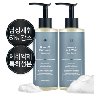 히이즈 노넨엑스 남성냄새&체취제거 쿨링 바디워시, 2개, 500ml