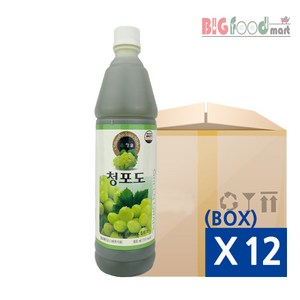 청솔 청포도 음료베이스, 835ml, 12개