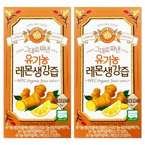 홀베리 그대로 짜낸 유기농 레몬 생강즙 14p, 210g, 2개