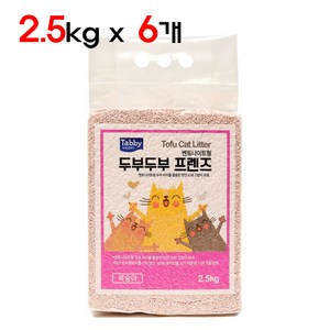 테비토퍼 두부두부 프렌즈 고양이모래, 복숭아, 2.5kg, 6개