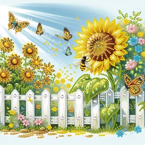스타일하우스 DIY페인팅 보석십자수 특수큐빅 비즈 25x25, 1개, A10 나비&해바라기