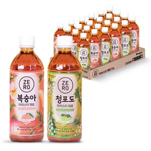 맥널티 제로칼로리 500ml 복숭아 아이스티 12입+청포도 아이스티 12입(총 24입), 1세트