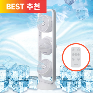 앤니아 NEW 3구 팬 헤드 풀바디 써큘레이터 선풍기 5D 입체 바람 3가지 모드, 퓨어화이트