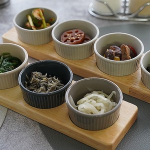 우드받침 양념 반찬 종지 한국 도자기 소스볼 4P 5P세트, 봄빛 비취, 4P(소스볼3P+받침1P)세트, 1개, 봄빛 비취