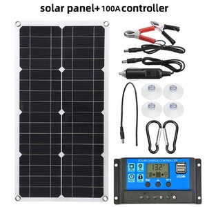 단결정 태양 전지 패널 키트 600W 태양 전지 패널 12V 태양 전지 패널 듀얼 USB 18V 5V DC 유연한 태양열 충전기 캠핑 자동차 RV 배터리 충전, 100A 컨트롤러 포함