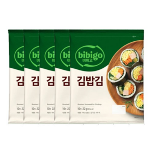 CJ 비비고 김밥 김 22g X 5봉 김밥용 도시락 소풍, 5개