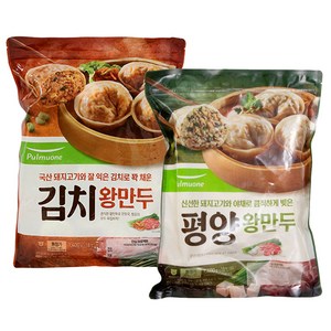 (냉동)[풀무원]평양왕만두1.4kg+김치왕만두1.4kg, 1.4kg, 2개