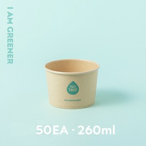 아이엠그리너 친환경 대나무 종이 그릇 앞 접시 밥 260ml 일회용 용기, 1개, 50개