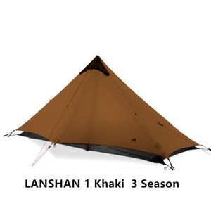 원터치방수텐트 원터치텐트2인용 원터치텐트6인용 LanShan 1 3F UL GEAR 야외 초경량 캠핑 텐트 싱글 맨 3 시즌 프로페셔널 15D 실나일론 로드리스 인용, Khaki