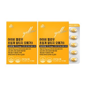 롱비다 커큐민 강황 400mg 함유 아이비 옐로우 초임계 알티지 오메가3 KD 파마, 2개, 30정