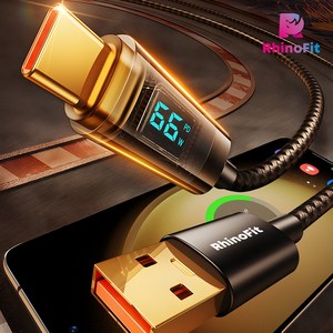 라이노핏 USB A to C 66W PD 고속 충전 투명 디스플레이 케이블 (1.2M)/(2M), 2개, 2m