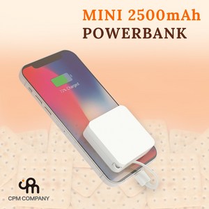 CPM 초미니 일체형 아이폰 8핀 케이블 보조배터리 2500mAH, 단품, 단품