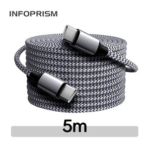 INFOPRISM / USB Type C to C타입 고속 충전 데이터 케이블 3m 5m 8m 패브릭 롱케이블 긴케이블 ICC-80, 그레이, 1개