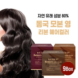 동국모본영 헤어컬러 염색약 9상자 새치커버(색상선택), 9개, 500g, 내추럴4+다크4+와인