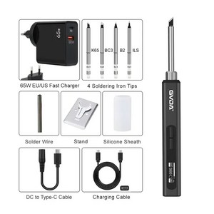 GVDA 전기 납땜 인두 키트 65W 수리 도구 용접 재작업 스테이션 열 연필 스마트 휴대용 팁, 7.GD300 Charger Tips, 1개