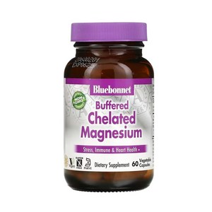 BlueBonnet 버퍼드 킬레이트 마그네슘 60정 베지캡슐 블루보넷 Chelated Magnesium 미국 직구 사은품 추가증정, 1개