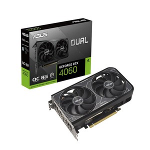 에이수스 ASUS DUAL 지포스 RTX 4060 V2 O8G OC D6 8GB 박스제품, DUAL-RTX4060-O8G-V2-BOX-블랙계열