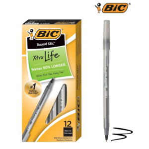 BIC 빅 라운드 스틱 볼펜 (1.0mm) 12개입 박스상품, 검정색