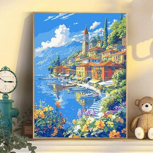 Luntim DIY 명화그리기 유화 그림 그리기 선물 아크릴화 30x40 1개, 힐링 해변 그림