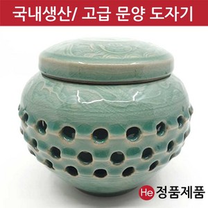 국산 도자기 단지 투각십장생단지 1kg 경옥고 꿀 소금 된장 고추장 항아리 선물, 1개