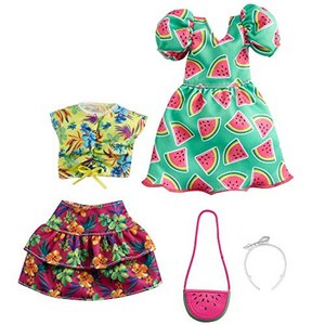 MATTEL Barbie Fashion 2 Pack Watermelon Tropical [Dress accessories for dress-up dolls] [With special storage case] [3 years old ~] GRC85, 1cm, 1개