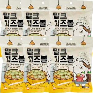 더주스 비스코티 강아지 비스켓 160 g, 밀크 + 치즈볼 혼합맛, 6개