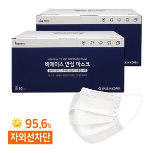 국산 일회용 덴탈마스크, 100매, 1개, 중형 화이트