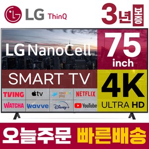 LG 75인치 TV 나노셀 4K UHD 스마트 TV 75NANO75 LED 미러링 넷플릭스 유튜브, 스탠드형, 75인치TV, 고객직접설치