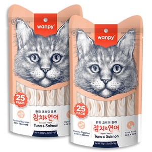 완피 크리미 퓨레 25P x2개 짜먹는고양이간식 츄르, 2개, 350g, 참치연어25p