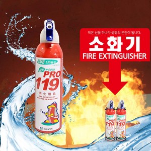 [NEW]월드프로119 스프레이형 간이소화기 255ml + 거치대/초기화재 진압용, 1개