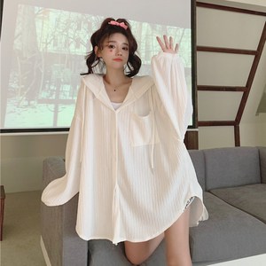 피어니스트 여성용 오버핏 후드 남방 셔츠