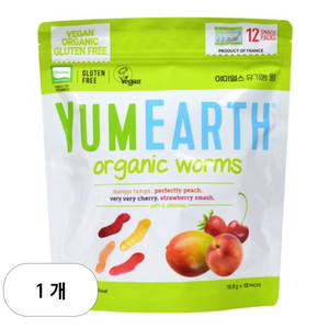 야미얼스 유기농 웜 젤리, 망고 + 복숭아 + 체리 + 딸기 혼합맛, 237.6g, 1개