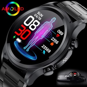 IOS 안드로이드에 대한 V2 GEJIAN 2023 ECG + PPG 심장 박동 스마트워치 남자 블루투스 전화 건강한 스포츠 방수 Smartwatch, 2.silicone black