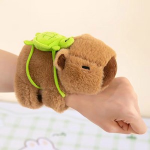 사랑스러운 카피바라 동물 슬랩 스냅 랩 손목 밴드 팔찌 봉제 인형 귀여운 핸드 링 아이 재밌는 장난감, [01] 무배 18cm, WHITE, 1개