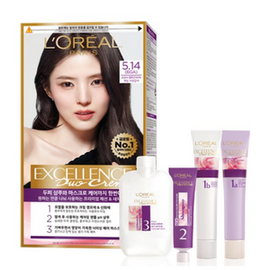 로레알파리 엑셀랑스 듀오 크림 염색제, 5.14호 잿빛 자연 갈색, 2개