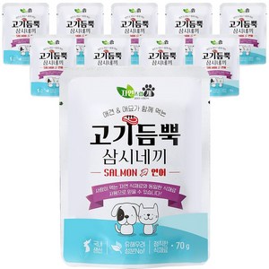 자연스럽개 3개월 이후 고기듬뿍 삼시네끼 습식사료 10p, 연어, 70g, 10개