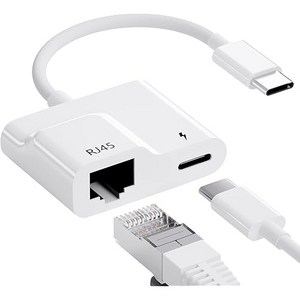 Anytox Type C 유선 랜 어댑터 USB-C 이더넷 60W 충전, 상품명참조, 1개