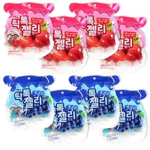 틱톡젤리 딸기 4개입 160g x 4p + 포도 4개입 160g x 4p 세트, 1세트