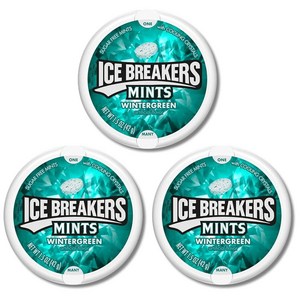 Ice Beakes 윈터그린 무설탕 민트 3팩 (각 개별 용기 42.5g(1.5oz)) 상자에 포장 THE HUNGRY GORILLA, 3개, 42g